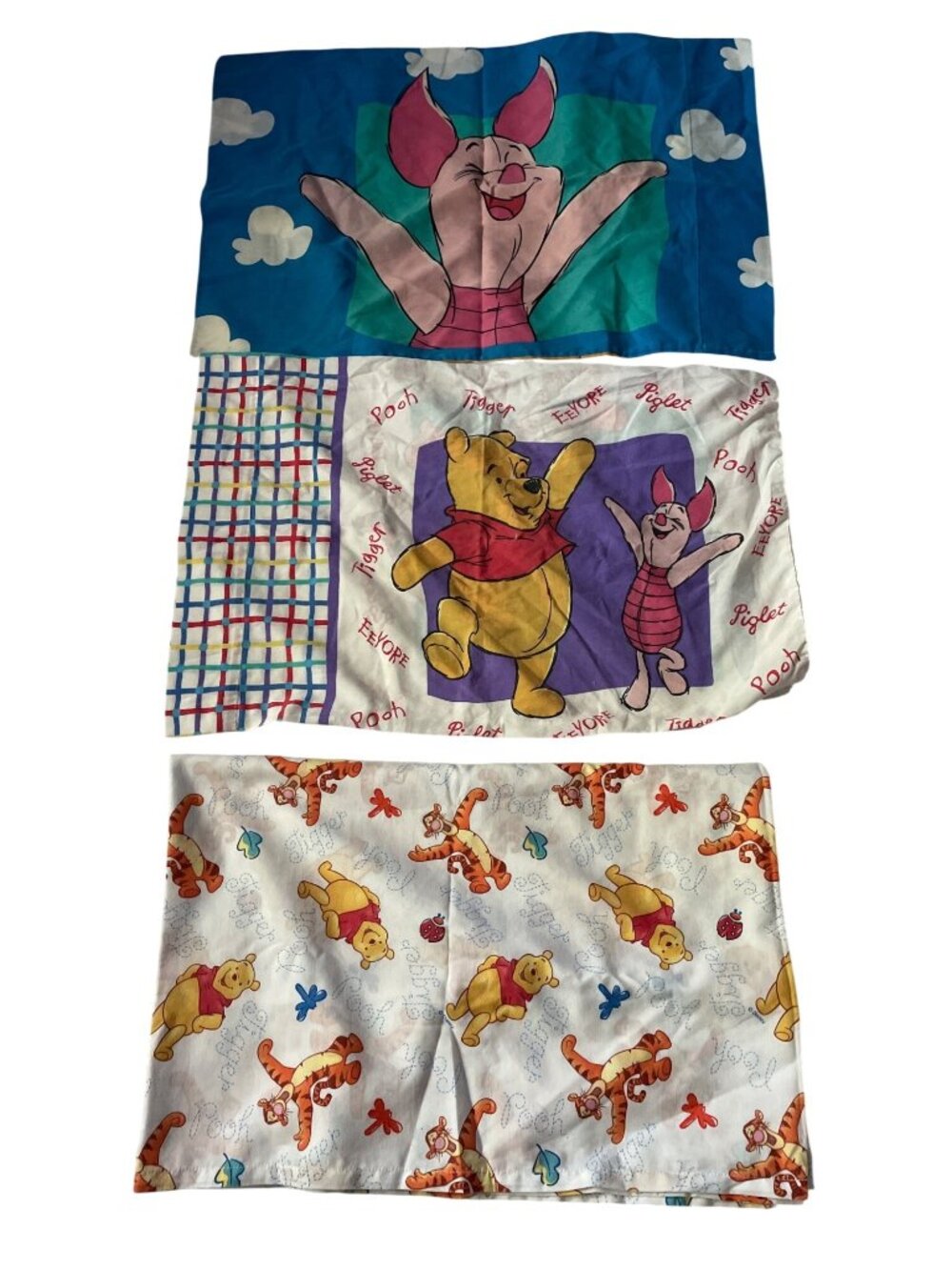 Disney Winnie Pooh Friends Twin Size Flat Sheet Pillow Case Piglet Tigger Cutter